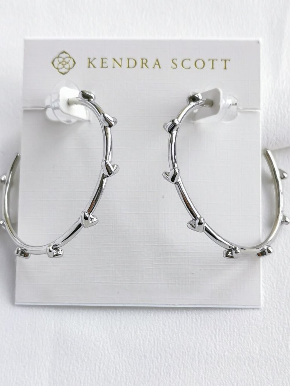 Kendra Scott Silver Heart-Accented Hoop Earrings